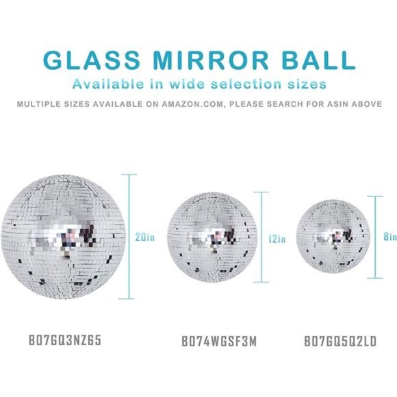 8" Disco Light Mirror Ball with Hanging Ring - Picture 4 of 5